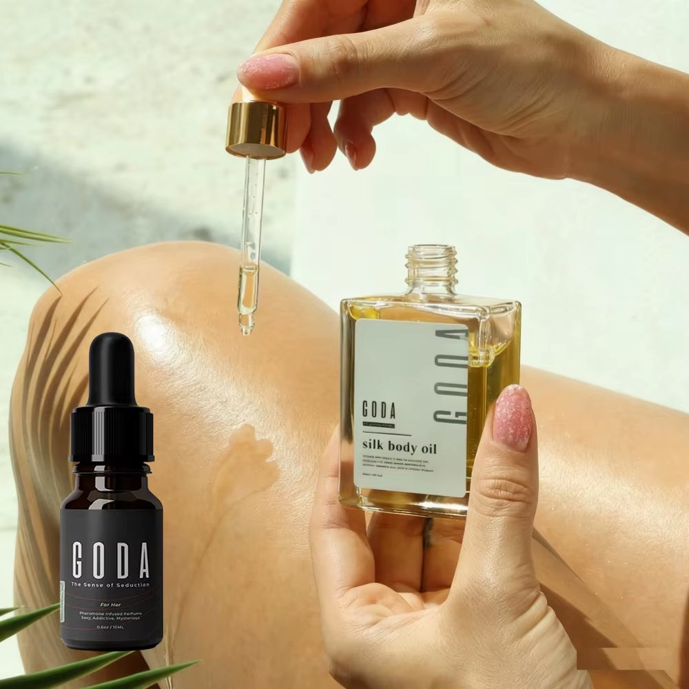GODA Silk Body Oil Crafted for Mature Skin Promotes Renewal Brightens Tightens Reduces Blemishes Balances Water Oil Skincare