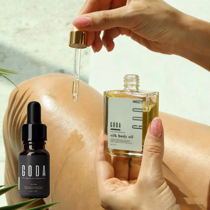 GODA Silk Body Oil Crafted for Mature Skin Promotes Renewal Brightens Tightens Reduces Blemishes Balances Water Oil Skincare